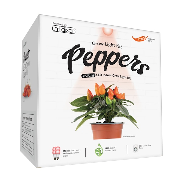 Miracle Led Unedison 2-Socket Red Spectrum 11W Replace 150W Wide Angle Indoor Pepper Grow Light Kit, 2PK 802021 - main